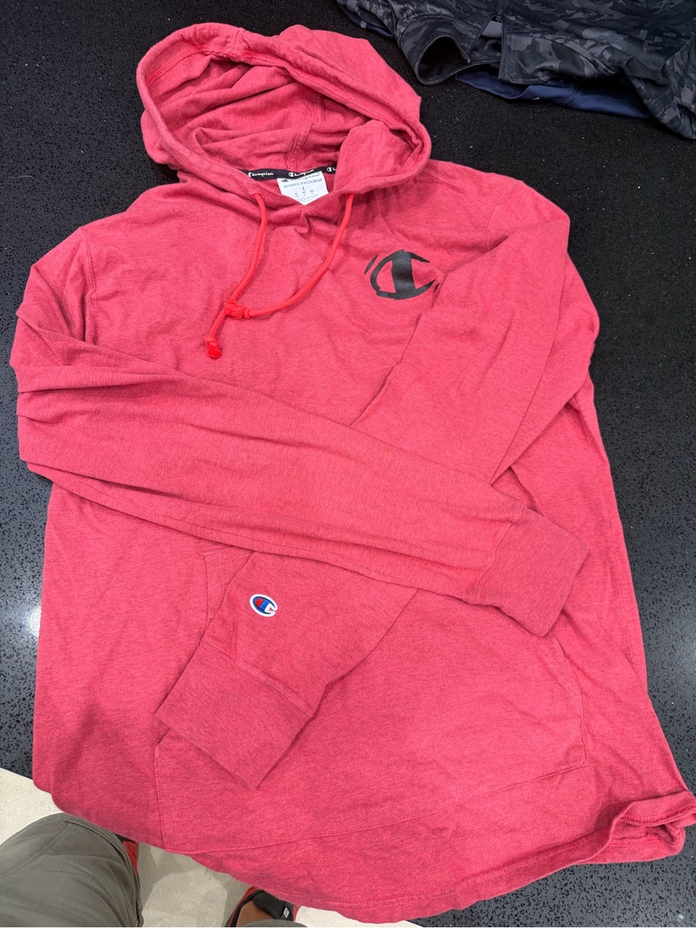 Champion Heather Red Pullover Hoodie with Logo